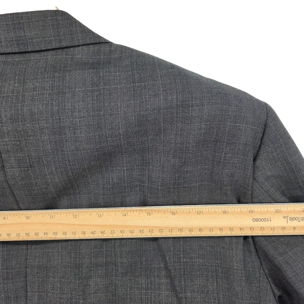 Hickey Freeman‎ Men's Charcoal Glen Plaid Wool Blazer Suit Jacket 48L